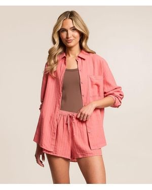 Z Supply The Perfect Striped Shirt - Red