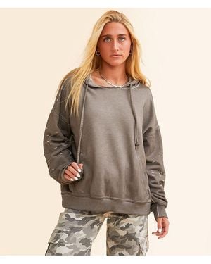 Gilded Intent Mesh Inset Hooded Sweatshirt - Brown