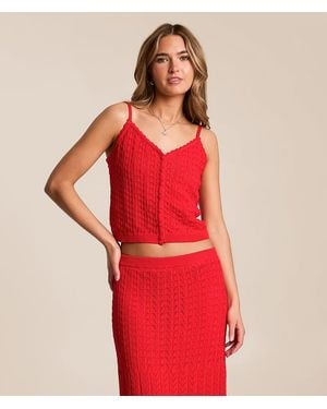 Z Supply Lexa Cropped Sweater Tank Top - Red