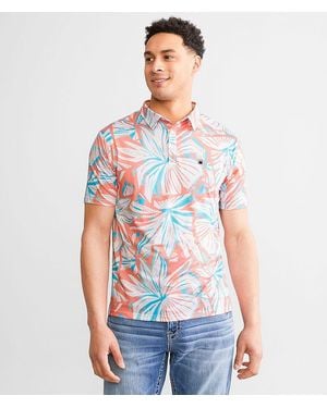 Flomotion Funky Floral Performance Polo - White