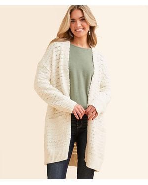 Daytrip Cozy Striped Cardigan Sweater - Natural