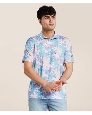 Waggle Fairway Flamingo Performance Polo - Blue