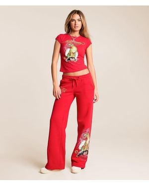 Ed Hardy Tiger Mountain Y2K Sweatpant - Red