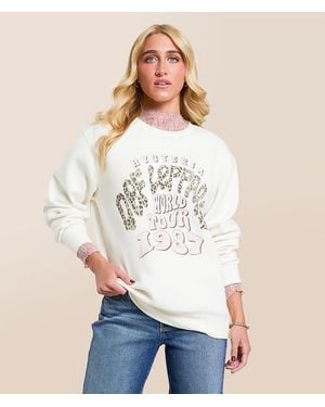 CACTUS + PEARL Def Leppard Oversized Band Pullover - White