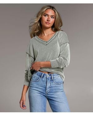 BKE Ribbed Knit Top - Gray