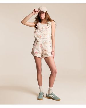 Free People Ziggy Floral Overall Short - Natural