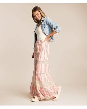 Angie Striped Wide Leg Beach Pant - Pink
