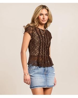 Willow & Root Lace Seamed Top - Blue