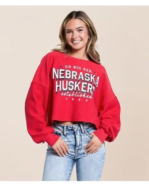 Gameday Social Nebraska Huskers Cropped Pullover - Red