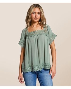 Daytrip Crochet Flowy Top - Green