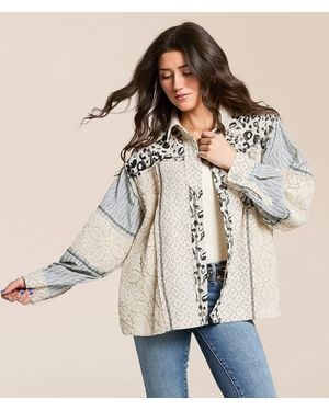 Pol Missed Media Oversized Shacket - Natural