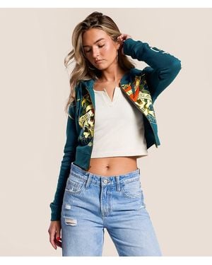 Ed Hardy Love Kills Slowly Cropped Hoodie - Blue