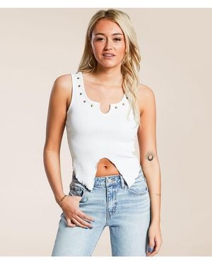 Gilded Intent Studded Split Hem Tank Top - Blue