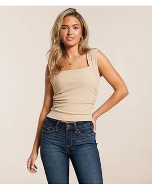 The Workshop Ruched Square Neck Tank Top - Blue
