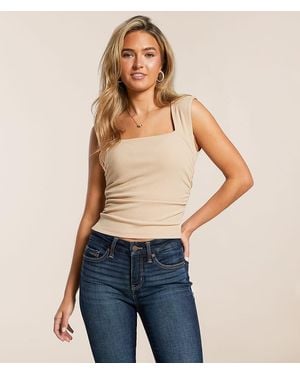 The Workshop Ruched Square Neck Tank Top - Blue