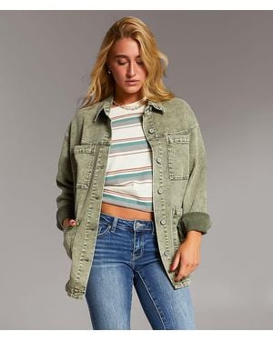 BKE Washed Denim Barn Stretch Jacket - Green