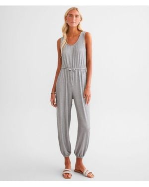 BKE Ribbed Knit Jumpsuit - White