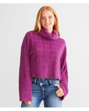 Acoa Eyelash Cropped Sweater - Purple