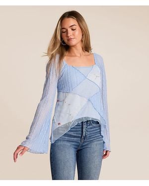 Willow & Root Floral Lace Top - Blue