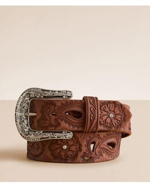 Angel Ranch Floral Embossed Belt - Brown