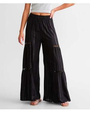 Angie Metallic Striped Beach Pant - Black