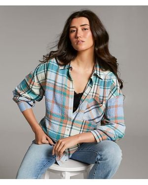 BKE Plaid Oversized Shirt - Blue