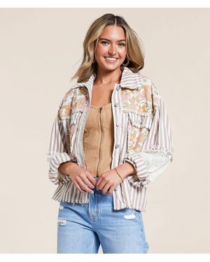 Pol Floral Striped Shirt - Blue