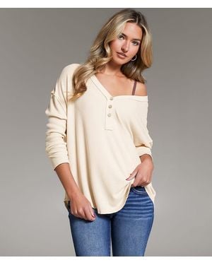 BKE Ribbed Henley - Natural
