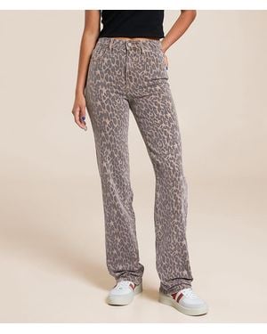 Hidden Jeans Ella Classic Straight Cheetah Stretch Jean - Gray