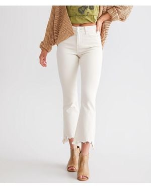 Flying Monkey High Rise Cropped Flare Stretch Jean - White