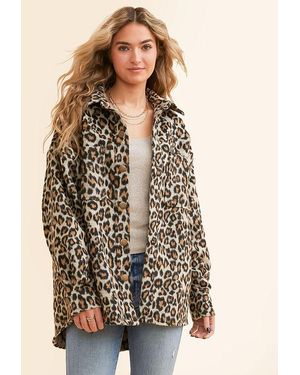 Open SZN Faux Fur Cheetah Shacket - Brown