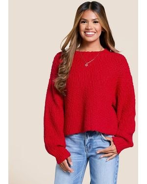Willow & Root Nubby Cropped Sweater - Red