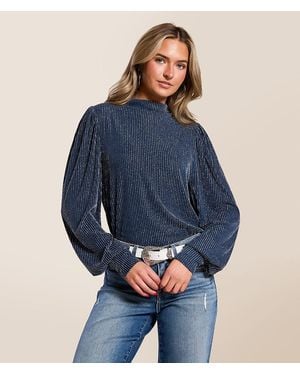 Daytrip Metallic Striped Top - Blue