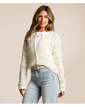Willow & Root Scalloped Pointelle Cardigan Sweater - Natural
