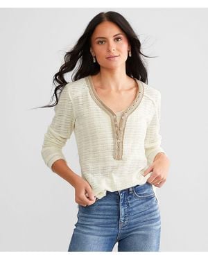 BKE Raw Edge Henley - White