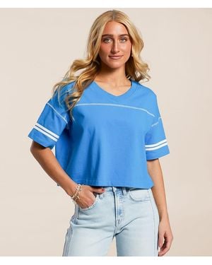 FITZ + EDDI Sport Stripe Cropped T-Shirt - Blue