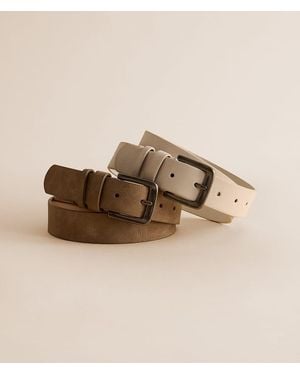 BKE 2 Pack Faux Leather Belt Set - Brown