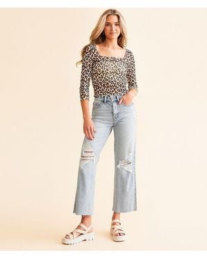 BKE Billie Cropped Wide Leg Stretch Jean - Natural