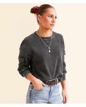 Gilded Intent Waffle Knit Top - Gray
