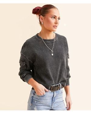 Gilded Intent Waffle Knit Top - Gray