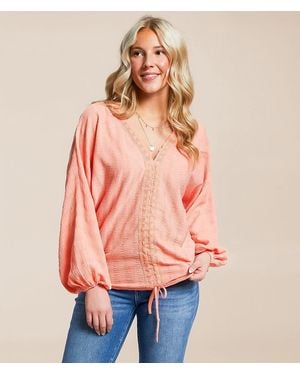 Daytrip Crochet Cinch Tie Top - Orange