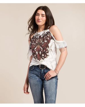 Affliction Serenity Cold Shoulder T-Shirt - Blue