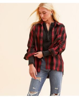 Modish Rebel Plaid Flannel Boyfriend Shirt - Multicolor