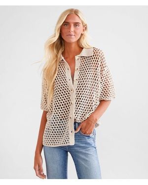 Pretty Garbage Open Stitch Cardigan Sweater - White