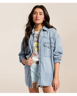 Hidden Jeans Washed Denim Oversized Shacket - Blue