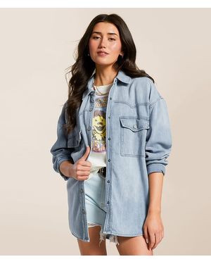 Hidden Jeans Washed Denim Oversized Shacket - Blue