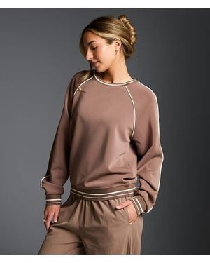 Buckle Black Contrast Trim Pullover - Brown