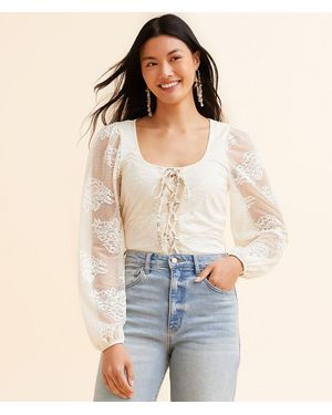 Willow & Root Floral Lace Top - Blue