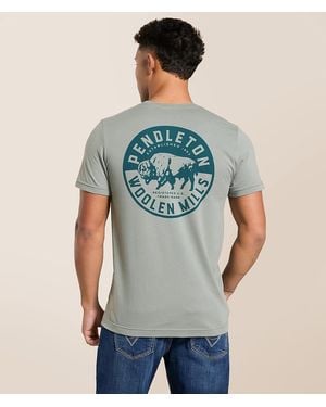 Pendleton Bison Circle Stamp T-Shirt - Blue