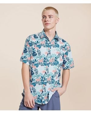 Departwest Flamingo Athletic Performance Stretch Shirt - Blue